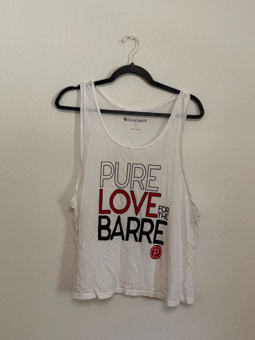 Large White Pure Barre "Pure Love for the Barre" Tank